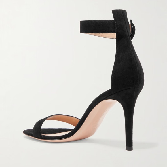 Authentic GIANVITO ROSSI Portofino 85 Black suede sandals size 37.5 (7.5) - Picture 3 of 12